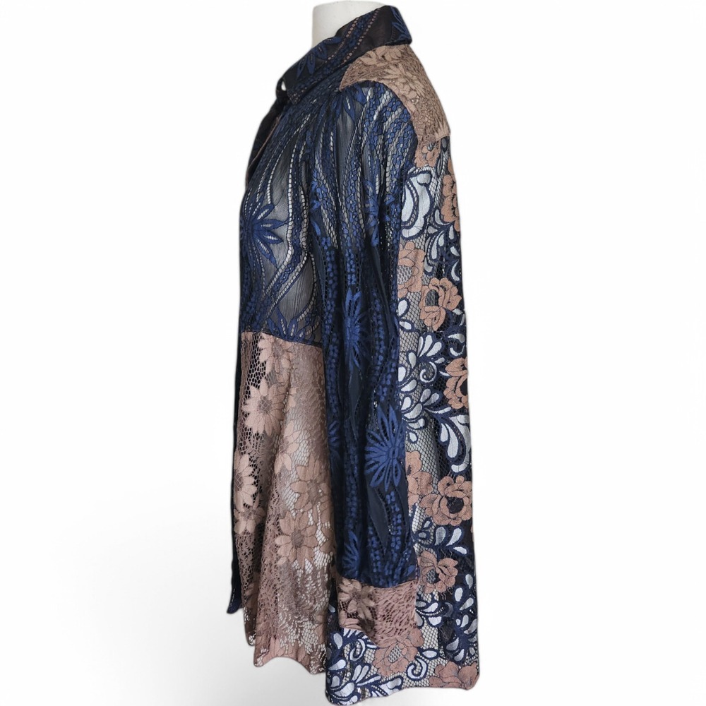 John Mark Womens Patchwork Button‎ Up Tunic Top S… - image 4